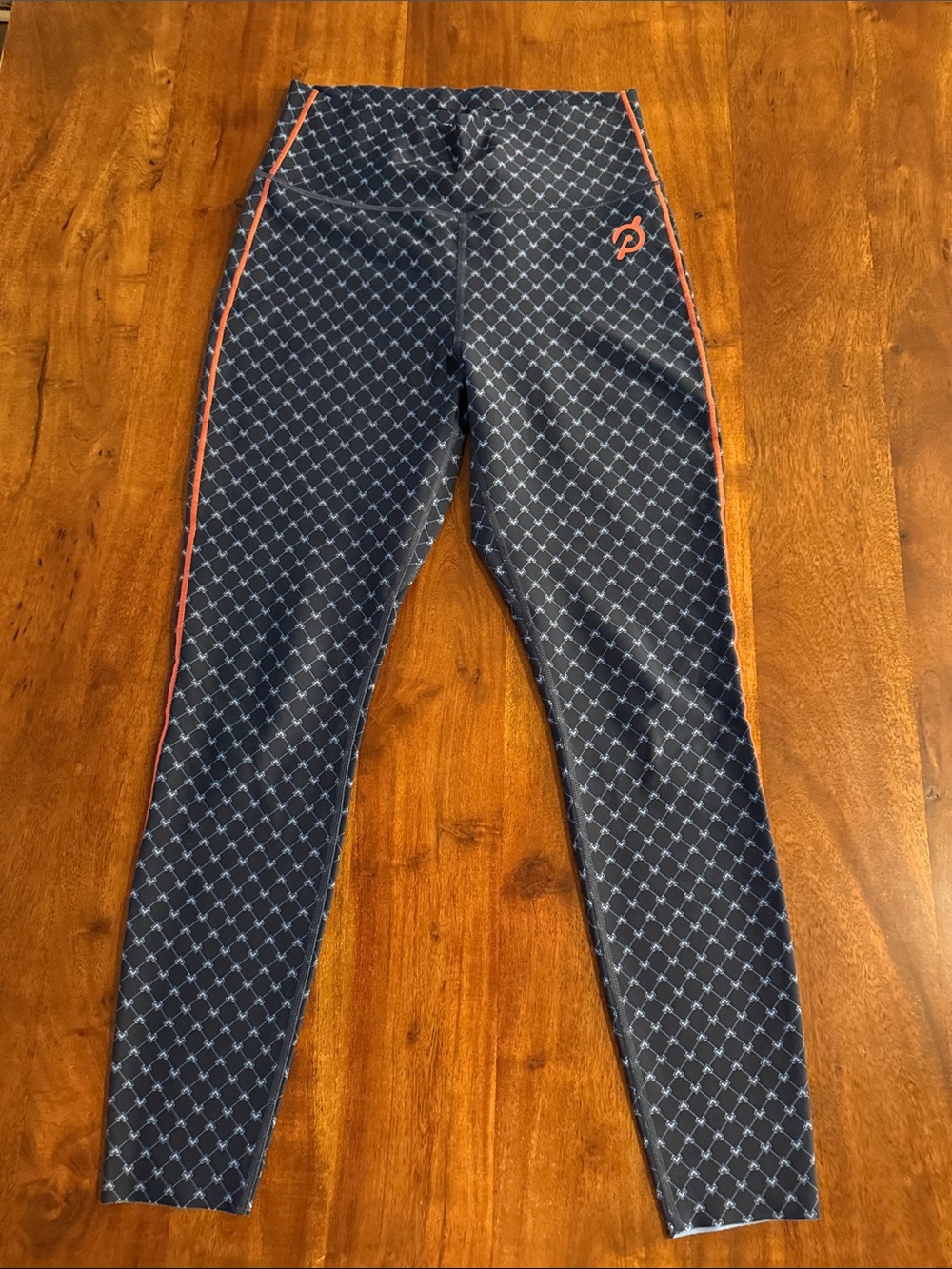 Peloton Navy Leggings with Orange Trim